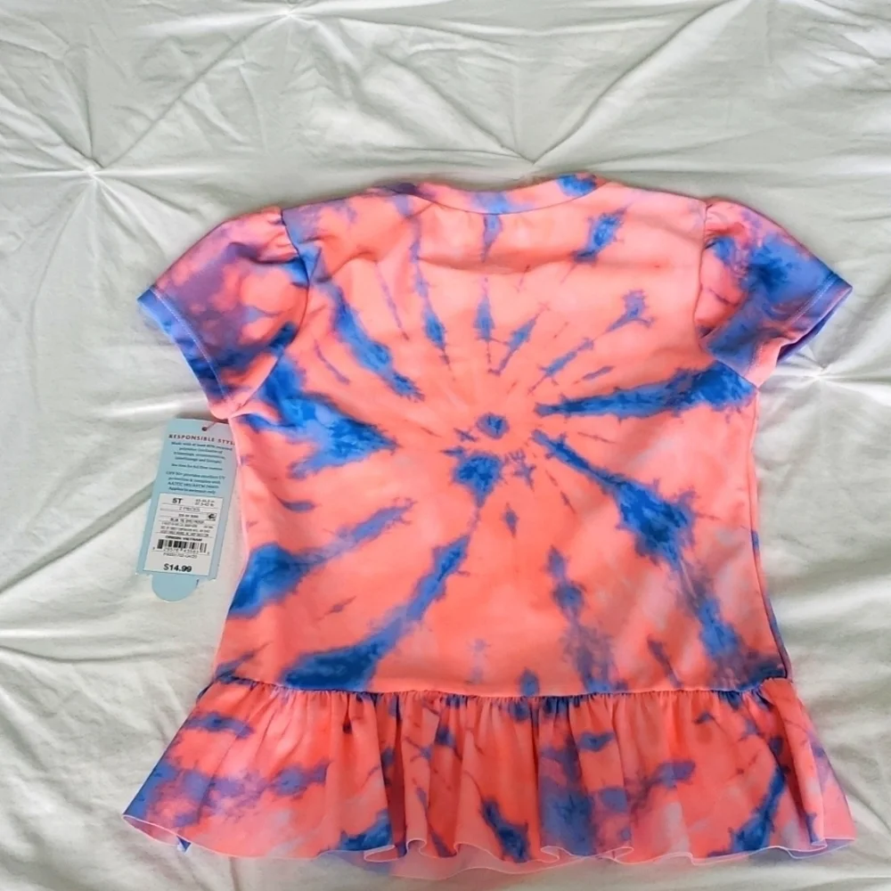 Little girls modest swim Cat & Jack tie dye shirt size 5T​​​​​​